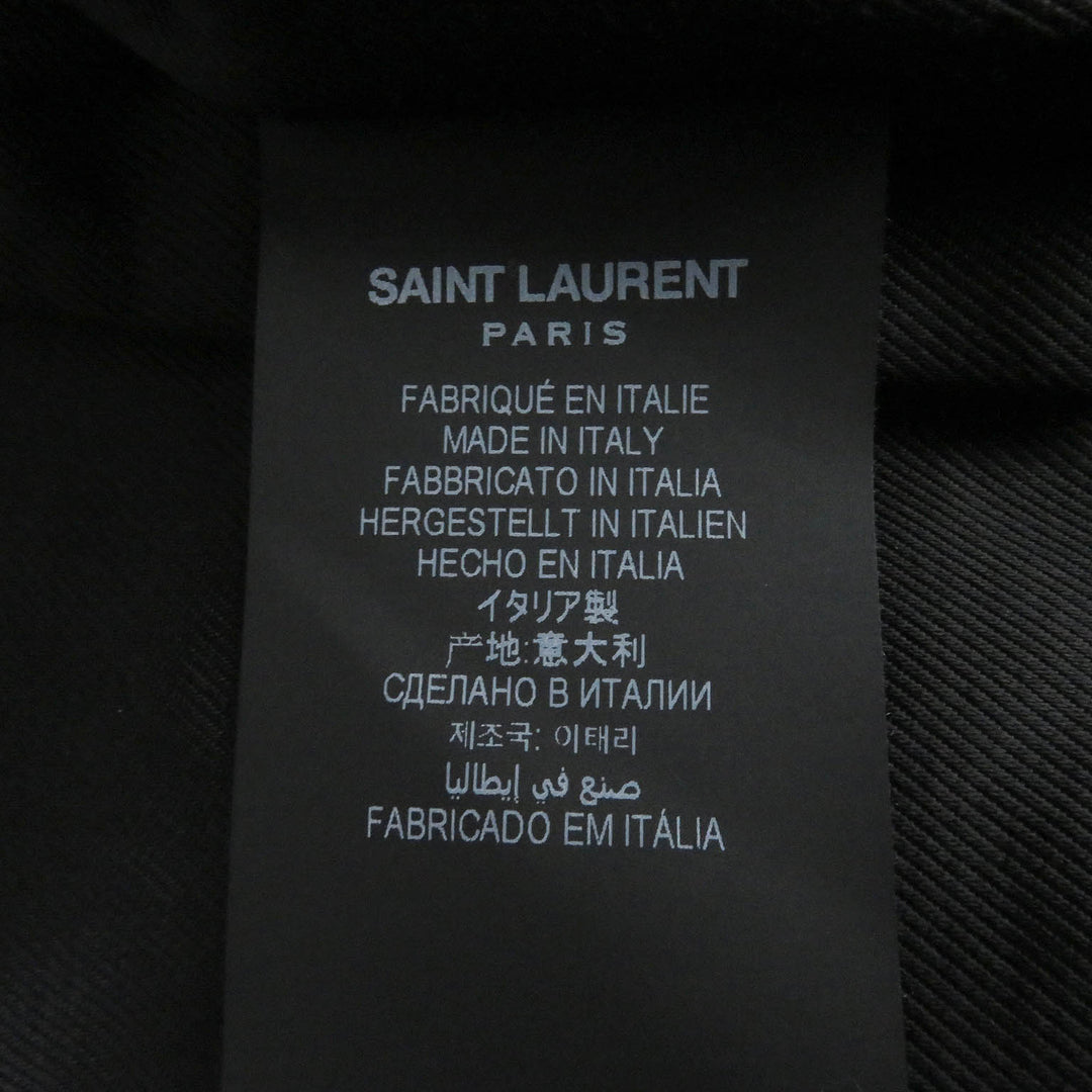 Discounted Excellent SAINT LAURENT PARIS leather jacket chevron stripe black mens 46 661008