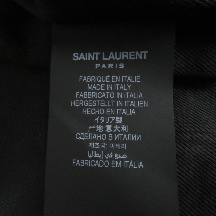 Discounted Excellent SAINT LAURENT PARIS leather jacket chevron stripe black mens 46 661008