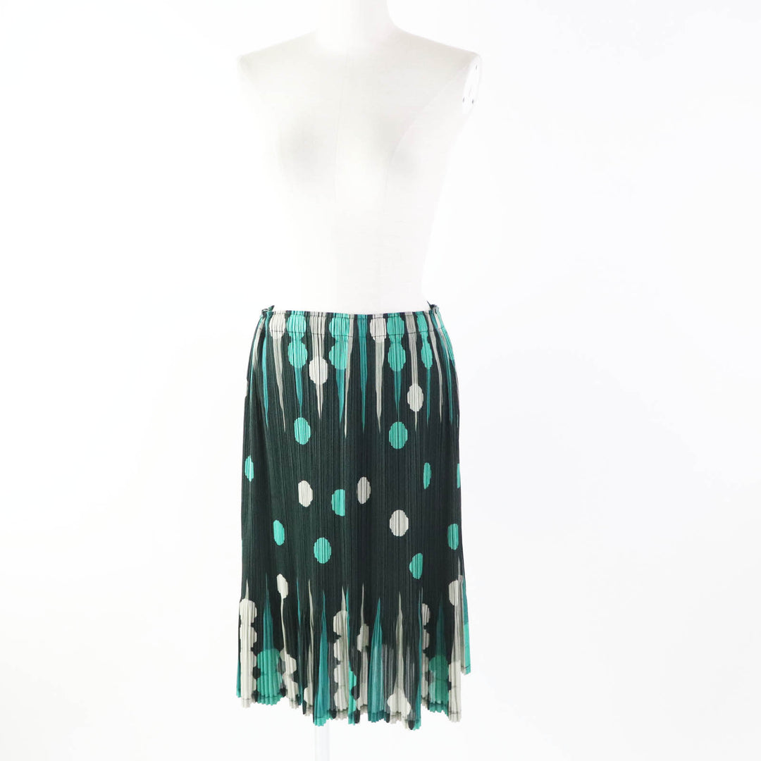 Excellent PLEATS PLEASE Pleated skirt Backgammon Dot Pattern green 5 PP73-JG615