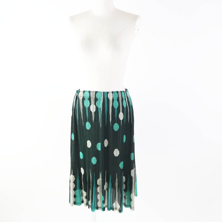 Excellent PLEATS PLEASE Pleated skirt Backgammon Dot Pattern green 5 PP73-JG615