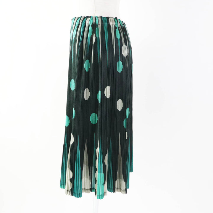 Excellent PLEATS PLEASE Pleated skirt Backgammon Dot Pattern green 5 PP73-JG615