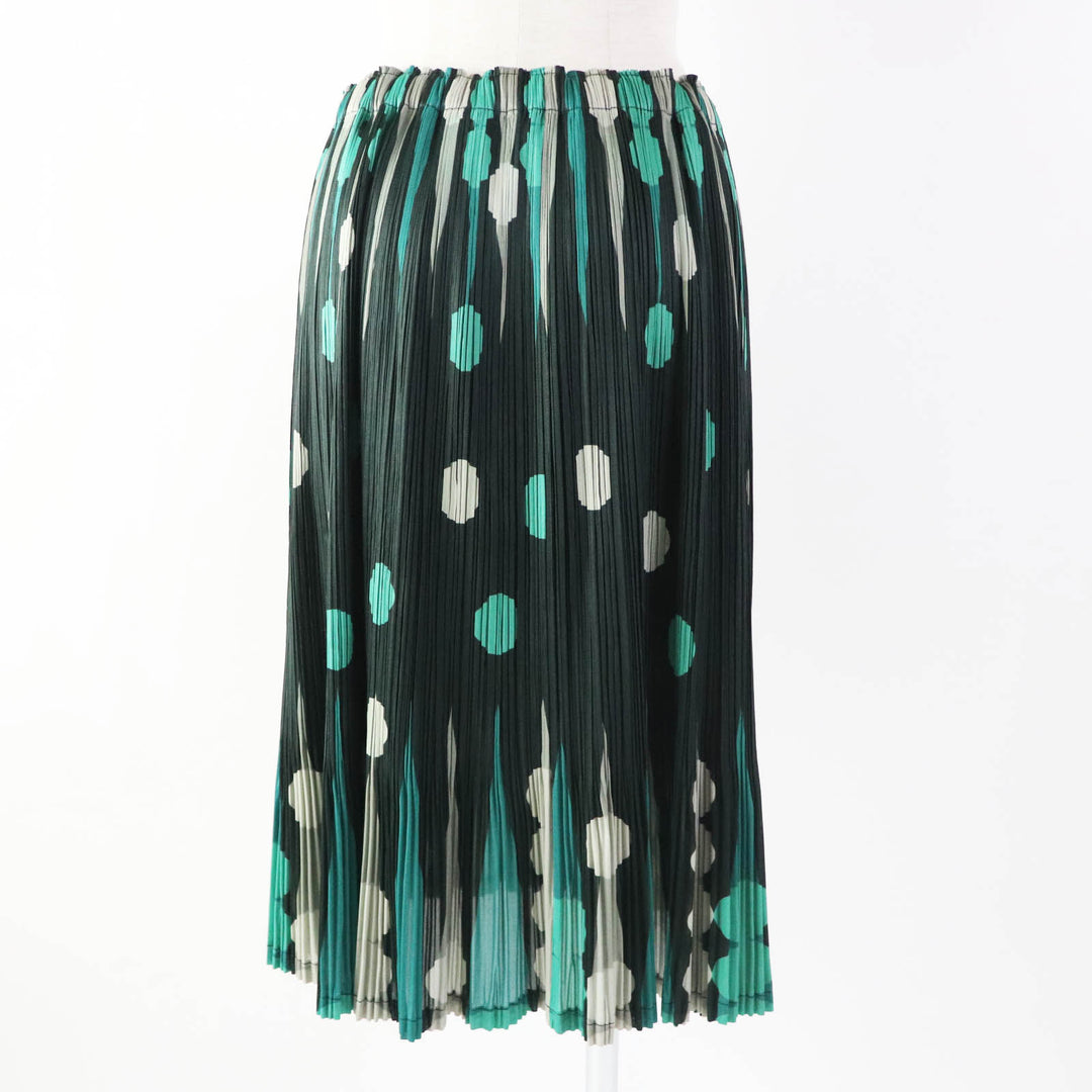 Excellent PLEATS PLEASE Pleated skirt Backgammon Dot Pattern green 5 PP73-JG615