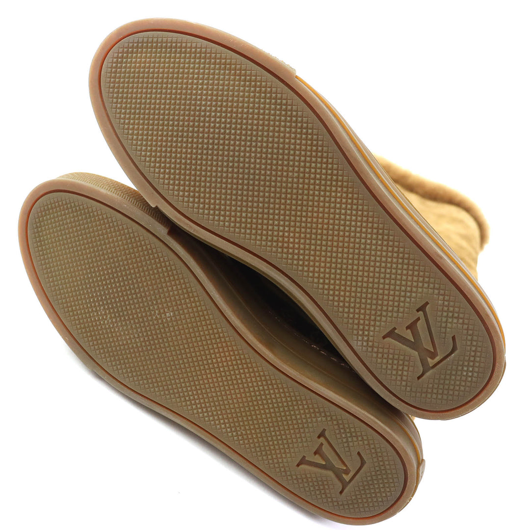 Excellent LOUIS VUITTON boots Monogram Pattern Mouton Camel Women 36