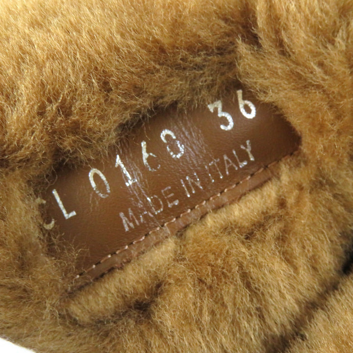 Excellent LOUIS VUITTON boots Monogram Pattern Mouton Camel Women 36