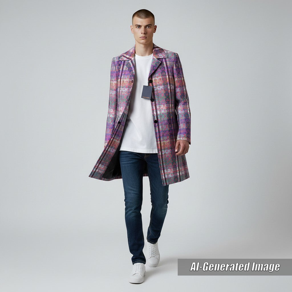 Excellent LOUIS VUITTON Chester coat Madras check monogram logo button mens 48