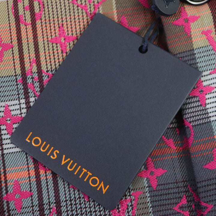 Excellent LOUIS VUITTON Chester coat Madras check monogram logo button mens 48