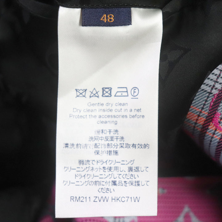 Excellent LOUIS VUITTON Chester coat Madras check monogram logo button mens 48