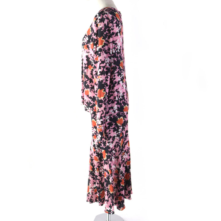 Discounted 
 Excellent MARNI two-piece set All-over print crew neck long sleeve top asymmetrical long skirt pink Rayon Women 36