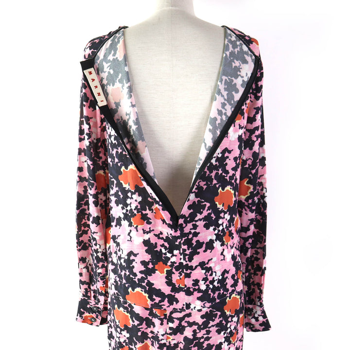 Discounted 
 Excellent MARNI two-piece set All-over print crew neck long sleeve top asymmetrical long skirt pink Rayon Women 36