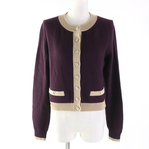 Discounted Pristine CHANEL cardigan With keyhole button PLUM cashmere Women 38 17A P57065