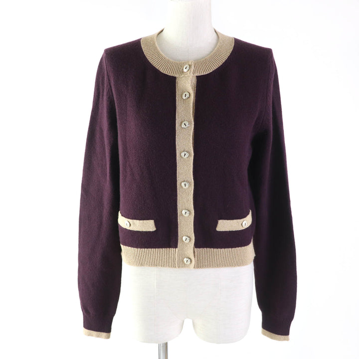 Discounted Pristine CHANEL cardigan With keyhole button PLUM cashmere Women 38 17A P57065