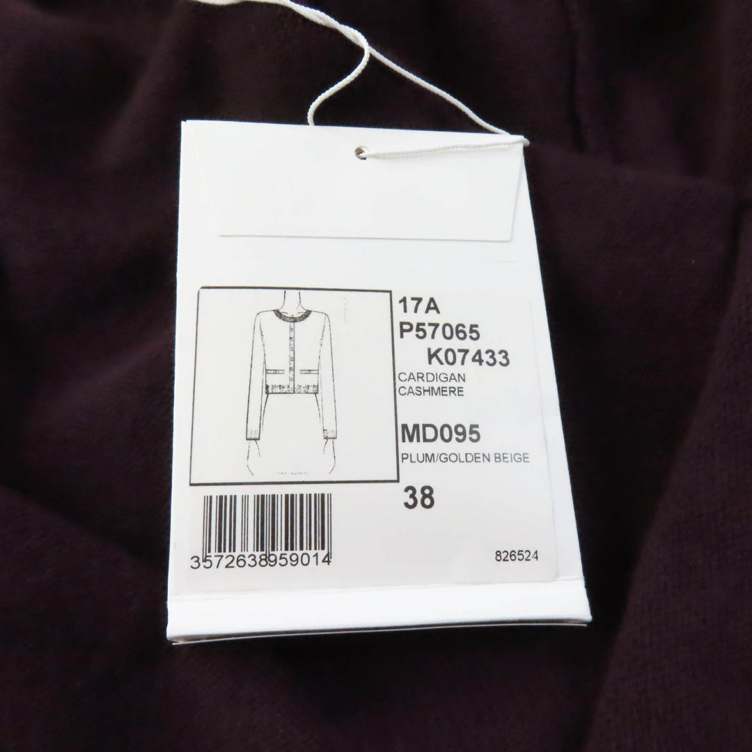 Discounted Pristine CHANEL cardigan With keyhole button PLUM cashmere Women 38 17A P57065
