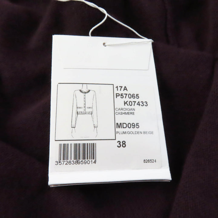 Discounted Pristine CHANEL cardigan With keyhole button PLUM cashmere Women 38 17A P57065