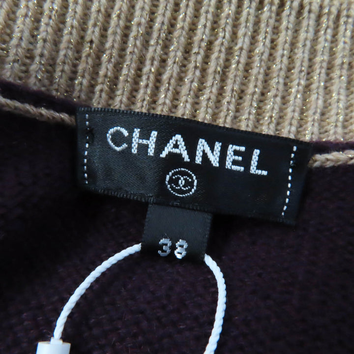 Discounted Pristine CHANEL cardigan With keyhole button PLUM cashmere Women 38 17A P57065
