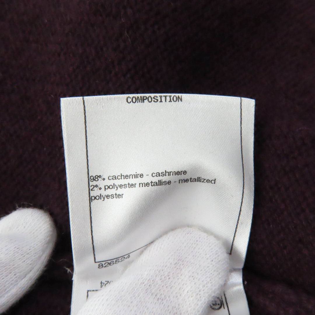 Discounted Pristine CHANEL cardigan With keyhole button PLUM cashmere Women 38 17A P57065