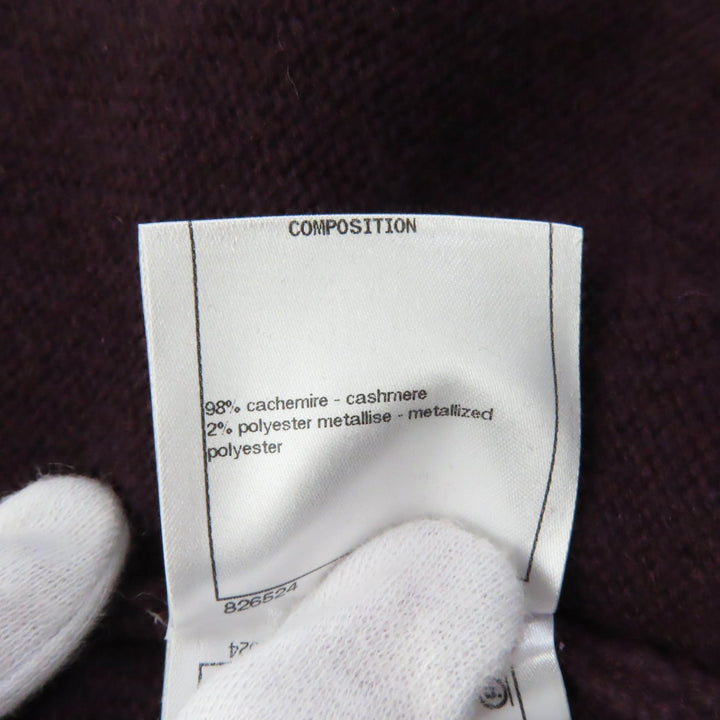 Discounted Pristine CHANEL cardigan With keyhole button PLUM cashmere Women 38 17A P57065