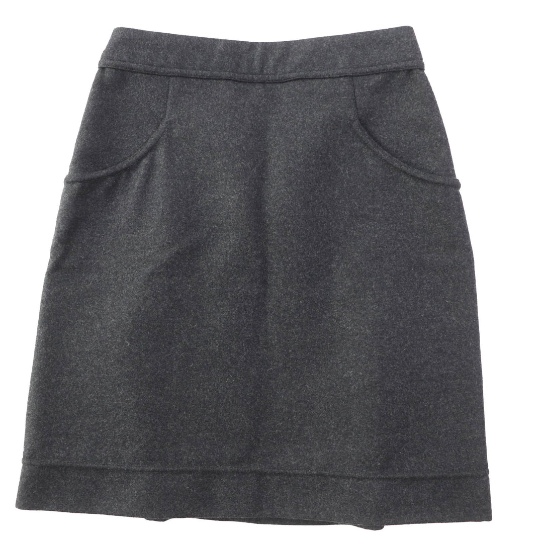 Excellent CHANEL skirt COCO Mark with metal buttons Dark gray 36 11A P41836