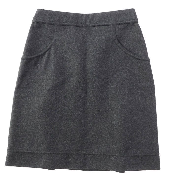 Excellent CHANEL skirt COCO Mark with metal buttons Dark gray 36 11A P41836