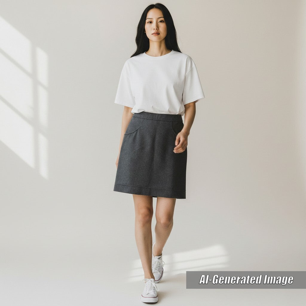 Excellent CHANEL skirt COCO Mark with metal buttons Dark gray 36 11A P41836