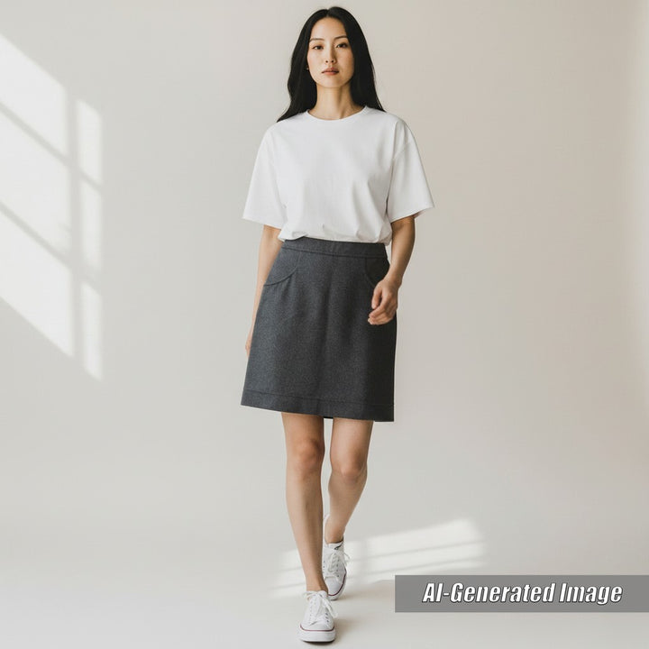 Excellent CHANEL skirt COCO Mark with metal buttons Dark gray 36 11A P41836