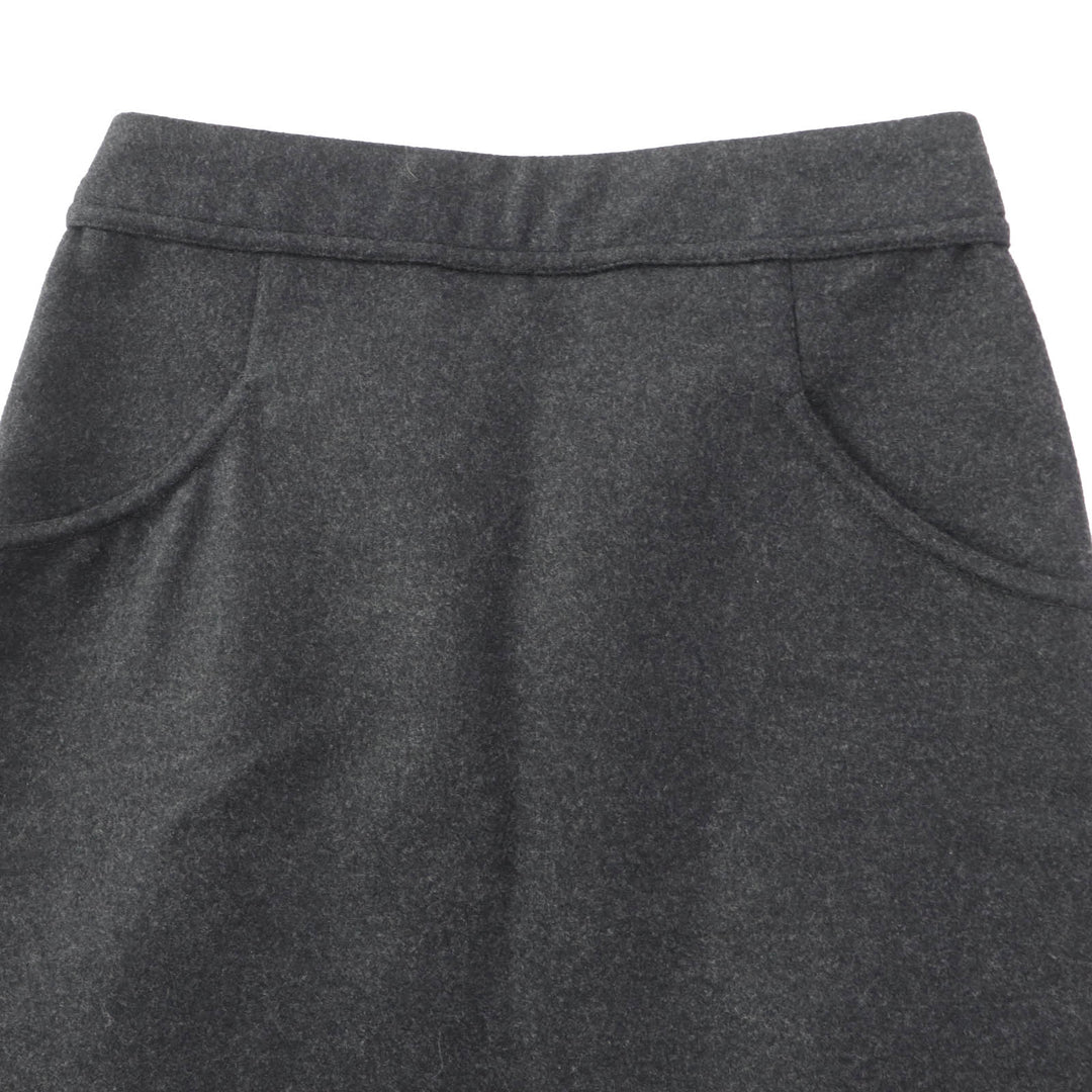 Excellent CHANEL skirt COCO Mark with metal buttons Dark gray 36 11A P41836