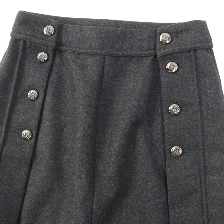 Excellent CHANEL skirt COCO Mark with metal buttons Dark gray 36 11A P41836