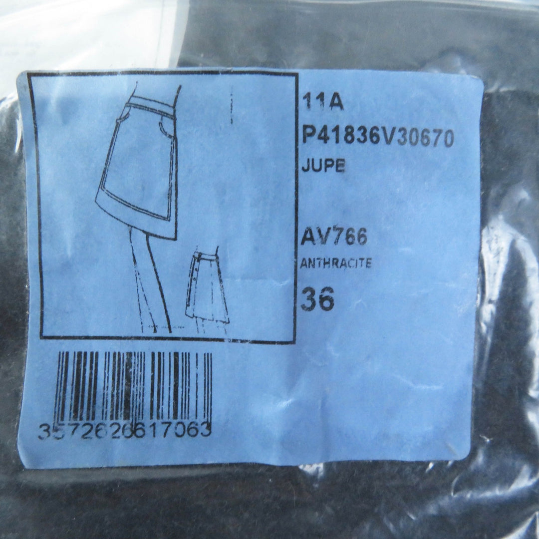 Excellent CHANEL skirt COCO Mark with metal buttons Dark gray 36 11A P41836