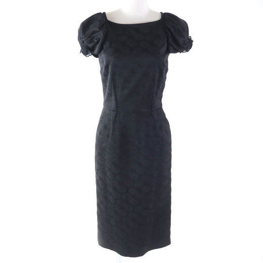 Discounted 
 Excellent DOLCE&GABBANA one piece Dot Pattern Rose Decoration Puff Sleeves Extra Long black acetate Women 38