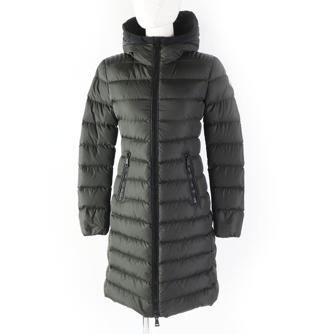 Great MONCLER down coat TALEVE Talev with leather detailing Dark khaki Women