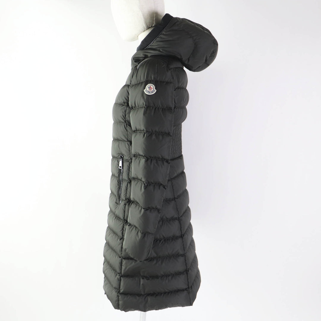 Great MONCLER down coat TALEVE Talev with leather detailing Dark khaki Women