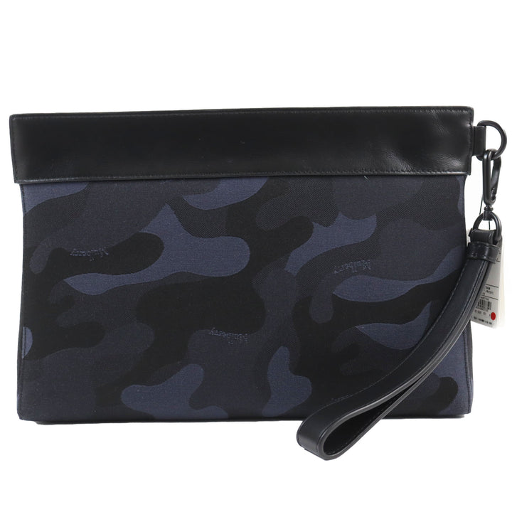 Pristine MULBERRY Clutch bag Camouflage Pattern Pouch Business Bag with Logo Navy leather mens RL5593