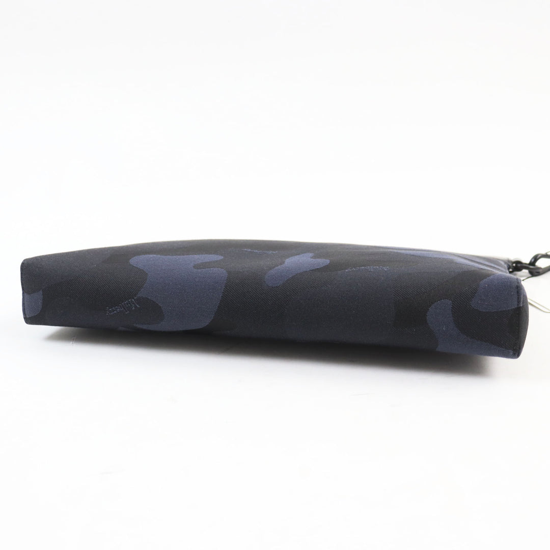 Pristine MULBERRY Clutch bag Camouflage Pattern Pouch Business Bag with Logo Navy leather mens RL5593