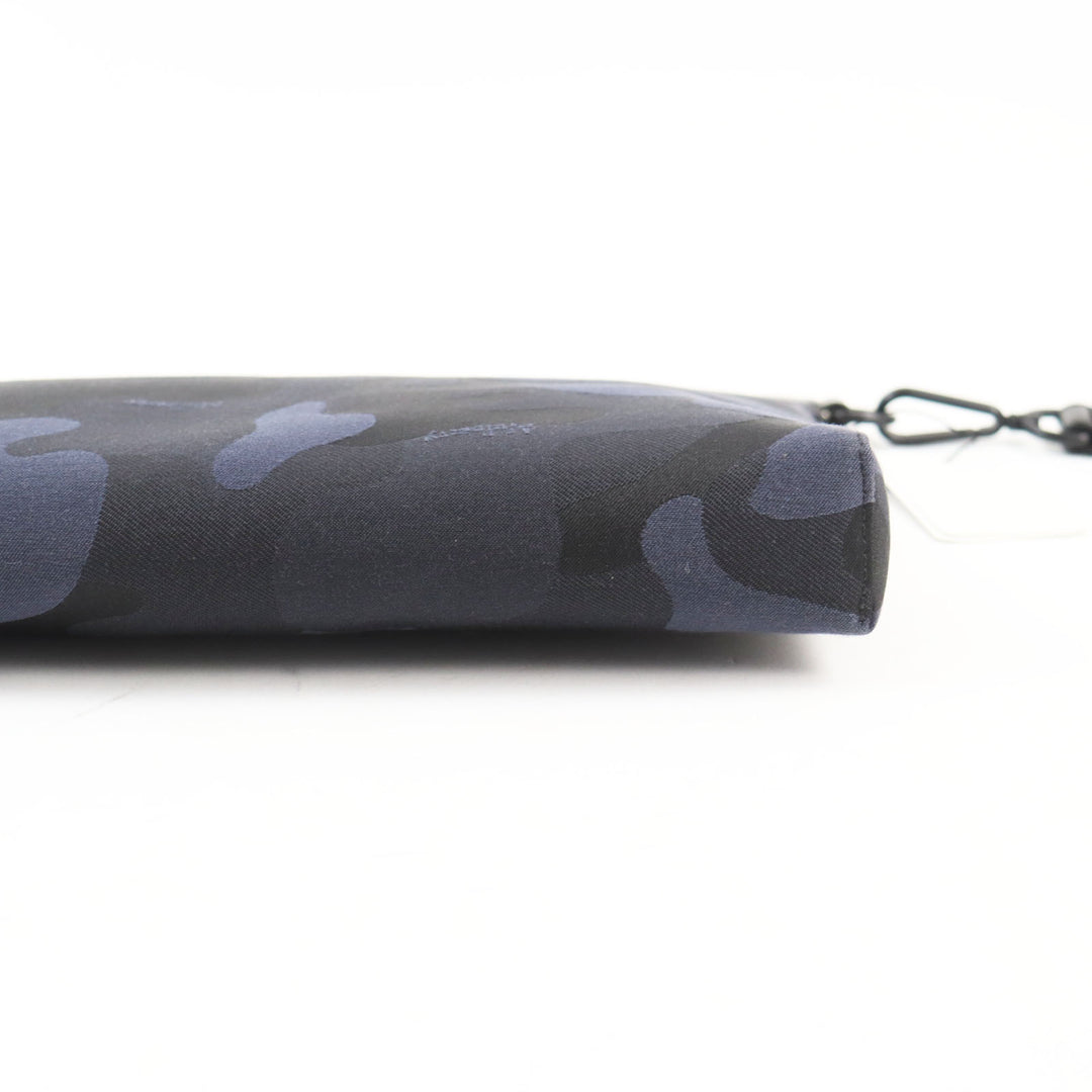 Pristine MULBERRY Clutch bag Camouflage Pattern Pouch Business Bag with Logo Navy leather mens RL5593