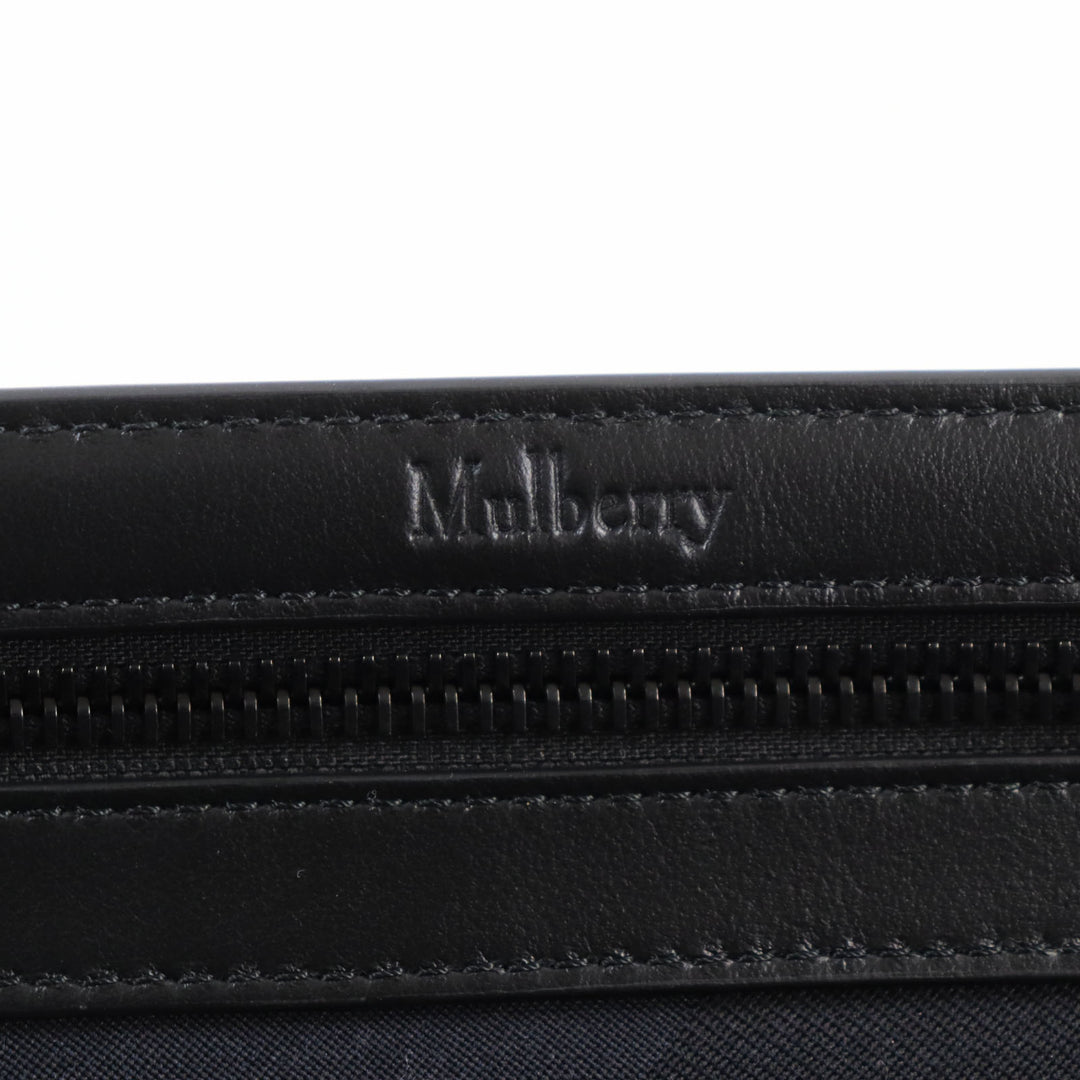 Pristine MULBERRY Clutch bag Camouflage Pattern Pouch Business Bag with Logo Navy leather mens RL5593