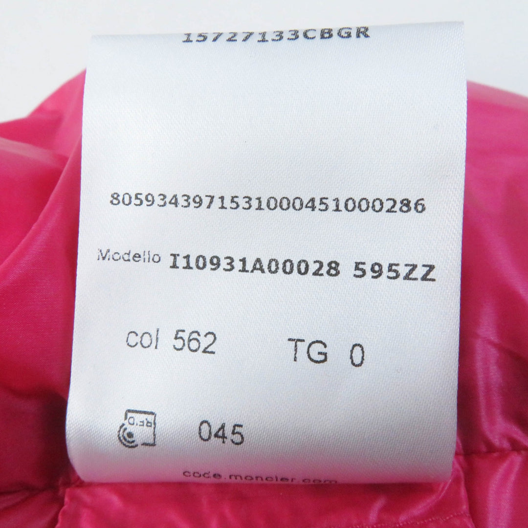 Pristine MONCLER Down vest GLYGOS Patch and hood pink Nylon Women 0