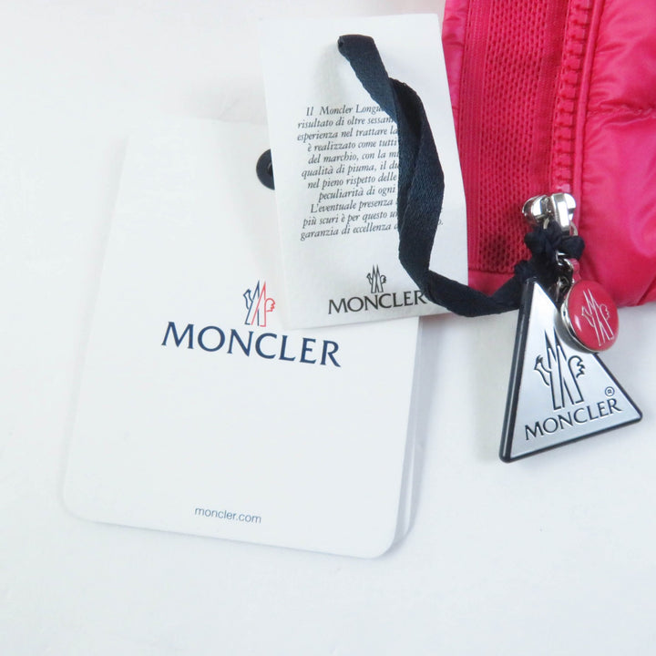 Pristine MONCLER Down vest GLYGOS Patch and hood pink Nylon Women 0