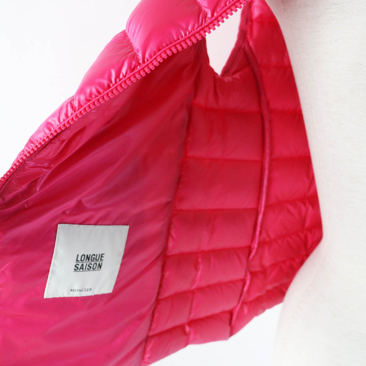 Pristine MONCLER Down vest GLYGOS Patch and hood pink Nylon Women 0