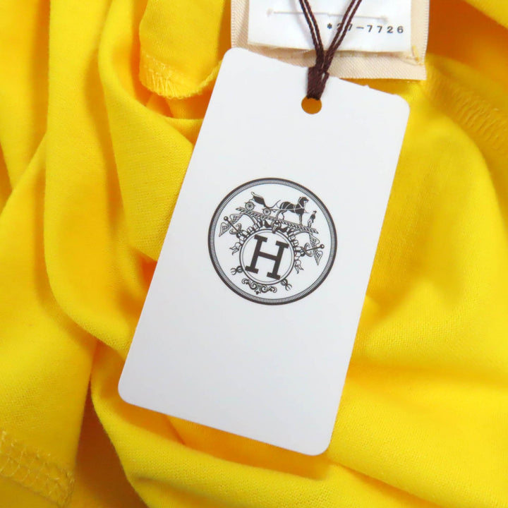 Pristine HERMES T-shirt La PROMENADE du matin Morning walk yellow cotton 34