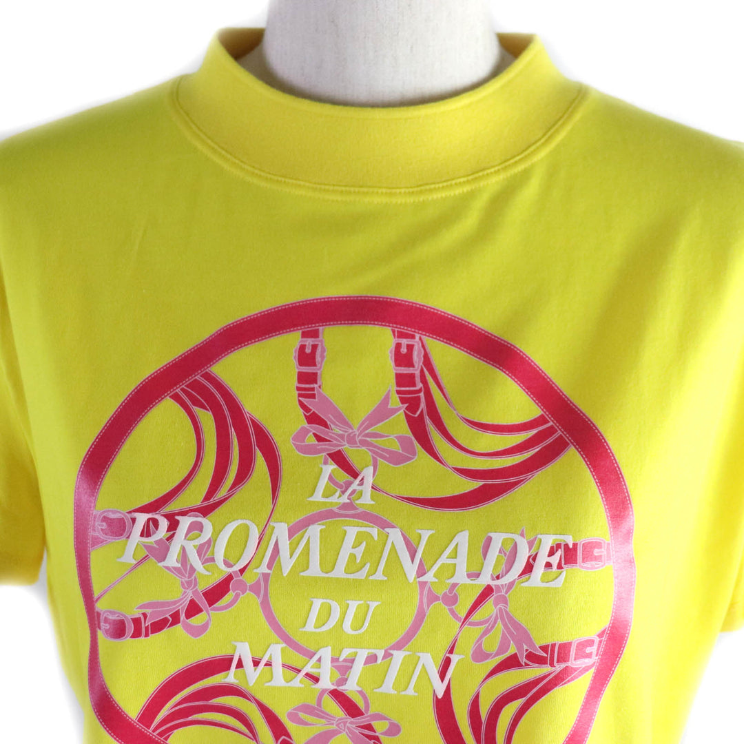 Pristine HERMES T-shirt La PROMENADE du matin Morning walk yellow cotton 34