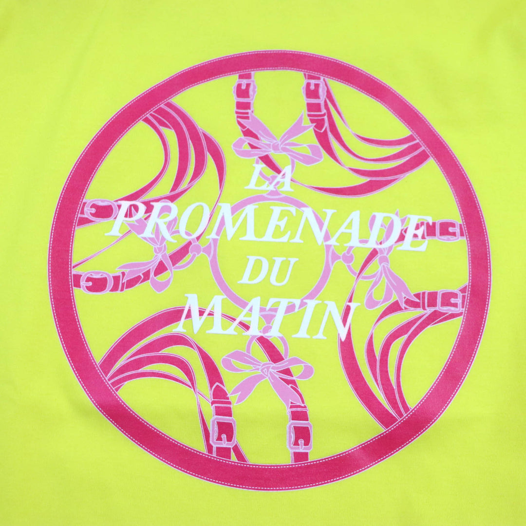 Pristine HERMES T-shirt La PROMENADE du matin Morning walk yellow cotton 34