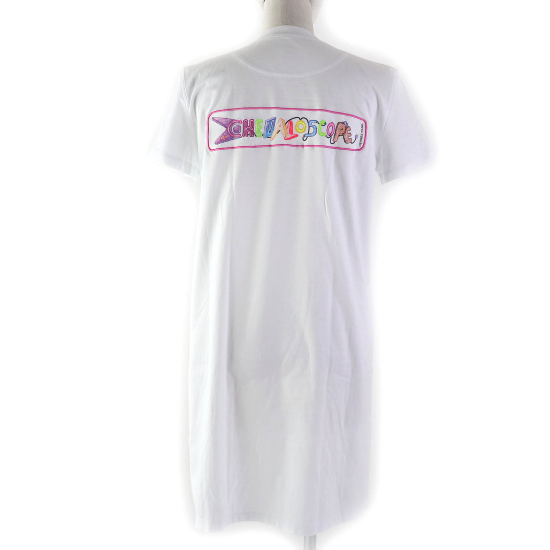 Discounted Pristine HERMES one piece Embroidered Crew Neck ShortSleeve T-Shirt white 36