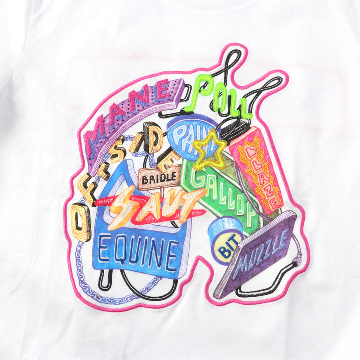 Discounted Pristine HERMES one piece Embroidered Crew Neck ShortSleeve T-Shirt white 36