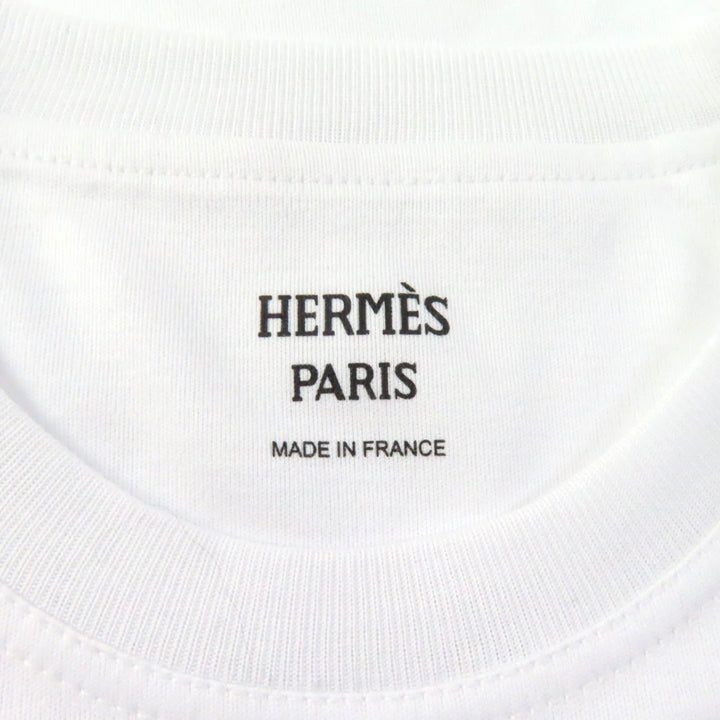 Discounted Pristine HERMES one piece Embroidered Crew Neck ShortSleeve T-Shirt white 36