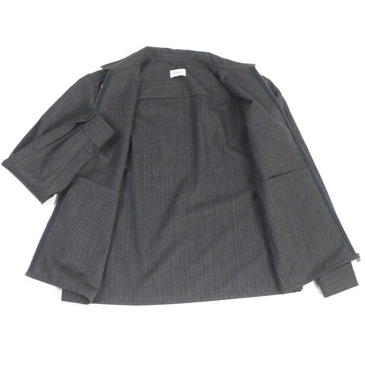 Excellent Salvatore Ferragamo Blouson Stripe Pattern ZIPUP Coverall gray wool