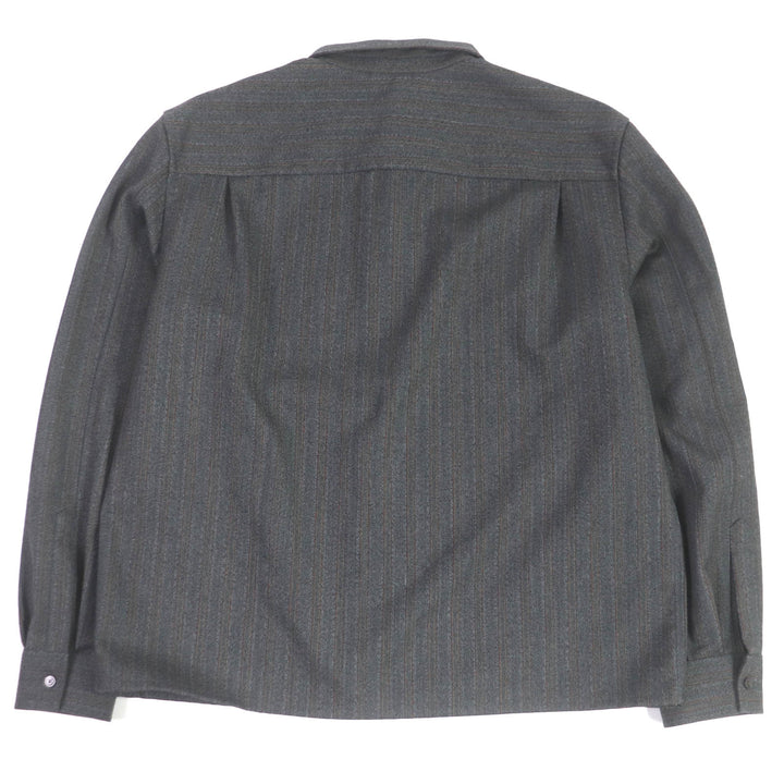Excellent Salvatore Ferragamo Blouson Stripe Pattern ZIPUP Coverall gray wool