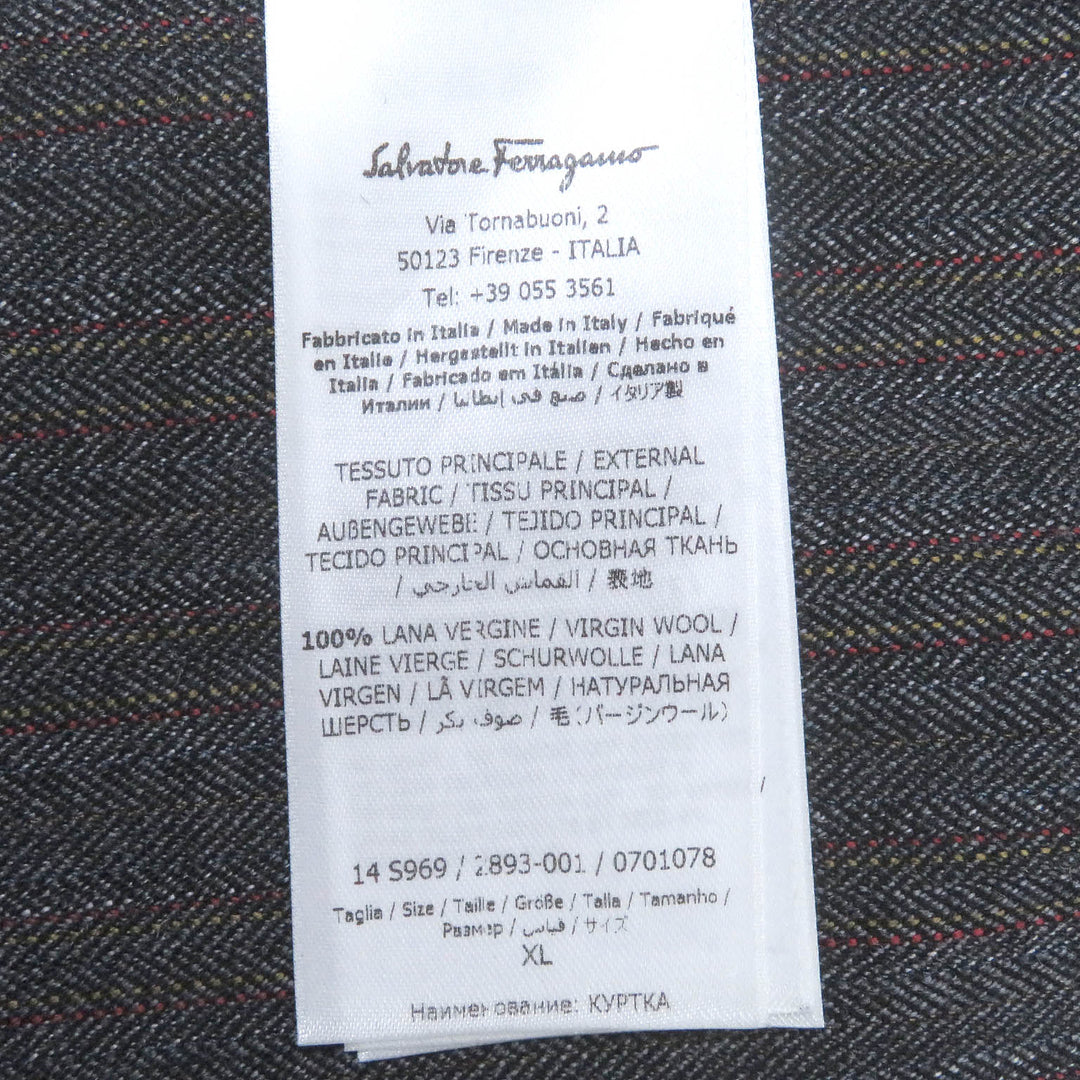Excellent Salvatore Ferragamo Blouson Stripe Pattern ZIPUP Coverall gray wool