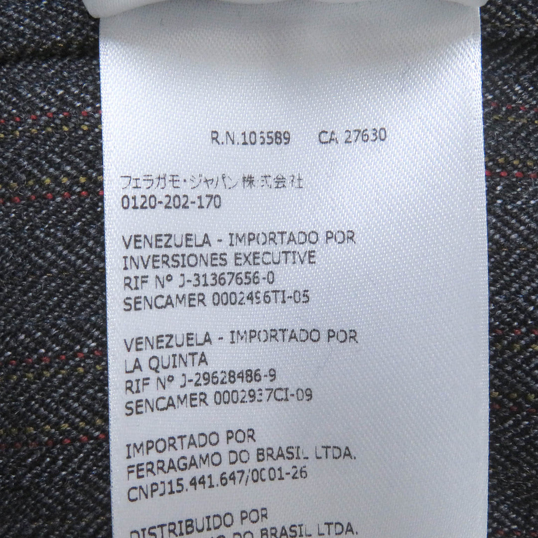 Excellent Salvatore Ferragamo Blouson Stripe Pattern ZIPUP Coverall gray wool