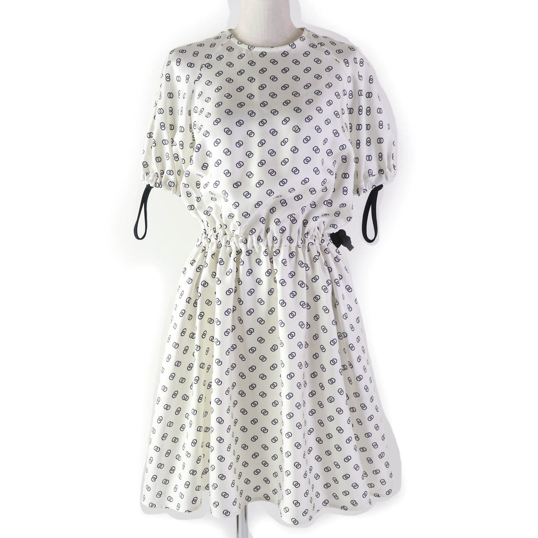 Discounted Pristine LOUIS VUITTON dress Chain link drawstring White black silk Women 36 1A9NYN