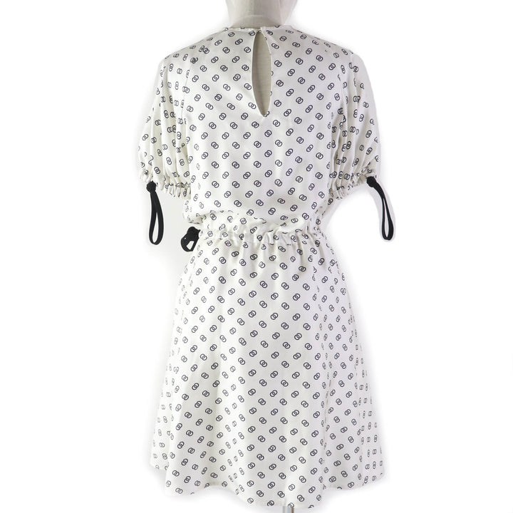 Discounted Pristine LOUIS VUITTON dress Chain link drawstring White black silk Women 36 1A9NYN