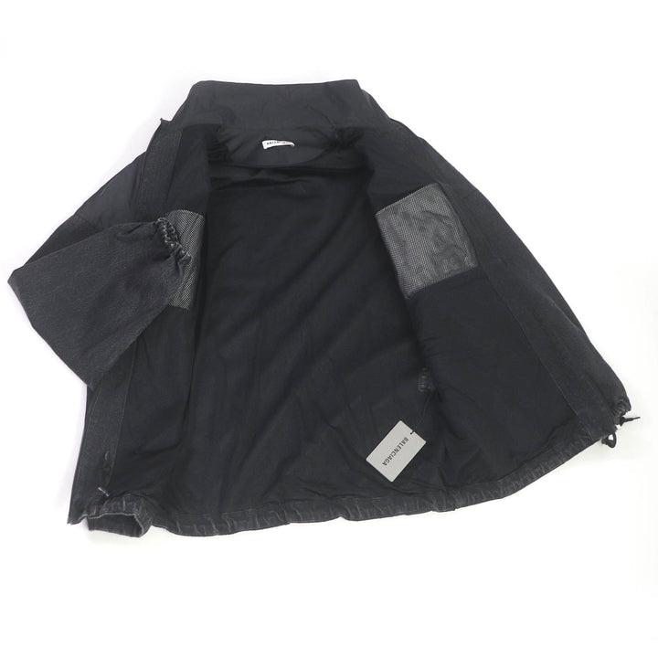 Discounted Excellent BALENCIAGA Blouson Logo printed denim oversized poplin shirt black 34